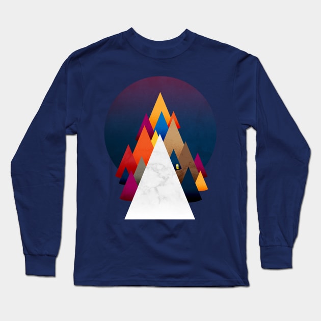 Owly climbing the coloured Holy Mountain Long Sleeve T-Shirt by OwlyChicStudio